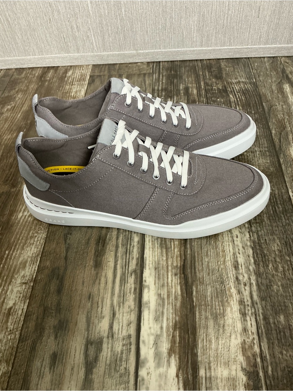 Cole Haan Men’s Gray Canvas Low-Top Sneakers with White Sole - Picture 8 of 16